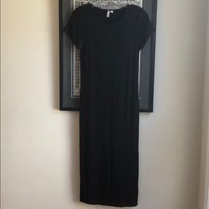 ASOS Black midi maternity dress, form fitting